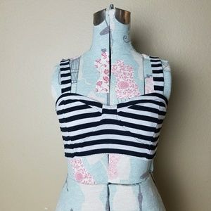 Black and White Striped Crop Top